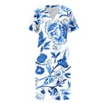 thumbnail image 5 of Titcea Dresses for Women 2026 Floral Print V Neck Short Sleeve Midi Dress Summer Fashion Flowy Beach Vacation Dress, S-2XL, 5 of 6