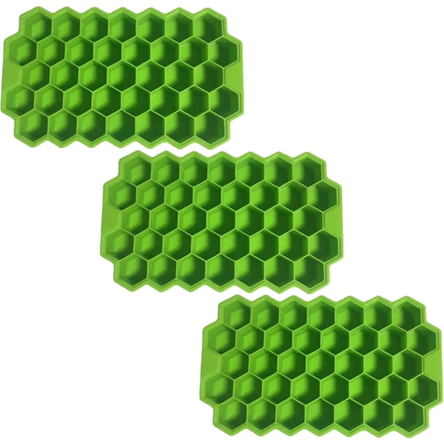 Cubitera de hielo Chef Grill SiliBlockGreen 3Pzas Verde Silicona 37Cavidades Grado Alimenticio Flexible