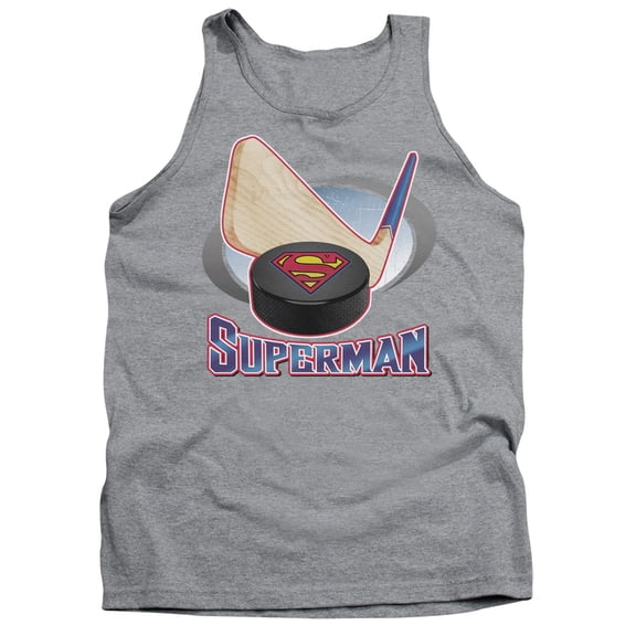 Superman Hockey Stick Adult Tank Top Athletic Heather