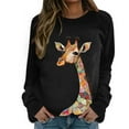 thumbnail image 3 of Women's Fashion Hoodies & Sweatshirts Giraffe Printing Sweatshirt Drop Shoulder Hoodie Plus Size Pullover Top Crop Top Sweatshirt for Women Color Short Cute Long Sleeve Shirt Half Zip Ladies, 3 of 3