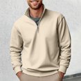 thumbnail image 2 of VNKIDY Men's Sweatshirt Autumn Winter Casual Solid Color Quarter Zip Pullover Stand Collar Long Sleeve Loose Fit Warm Sweatshirt For Daily Wear Leisure Tops, 2 of 6
