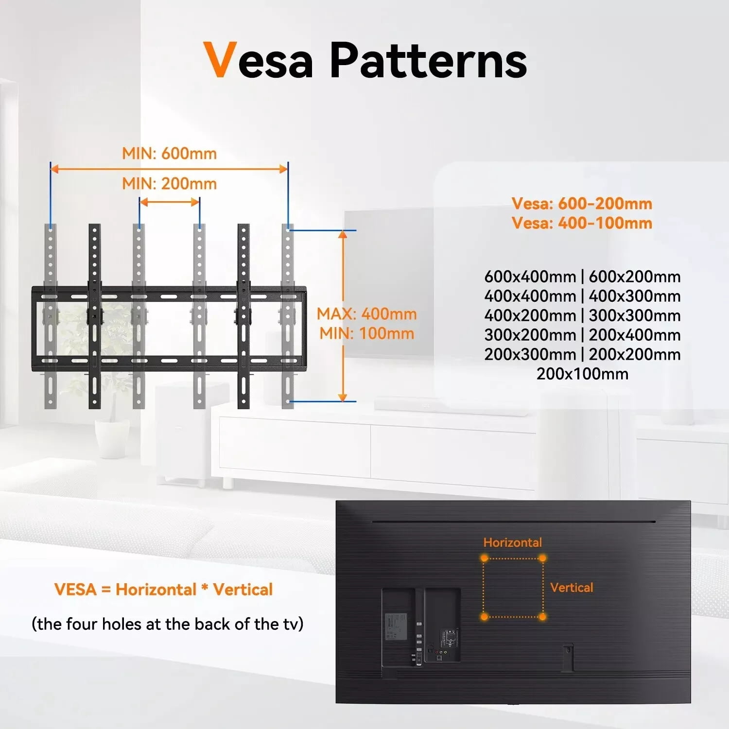 Tilting TV Wall Mount for 32"-70" TVs, 15° Tilt, Supports up to 165lbs, Compatible with VESA Mounts, Low Profile, Easy Install