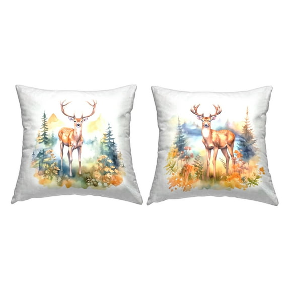 Stupell Industries Wild Deer Overlook Decorative Printed Throw Pillow Design by Andrea Haase .