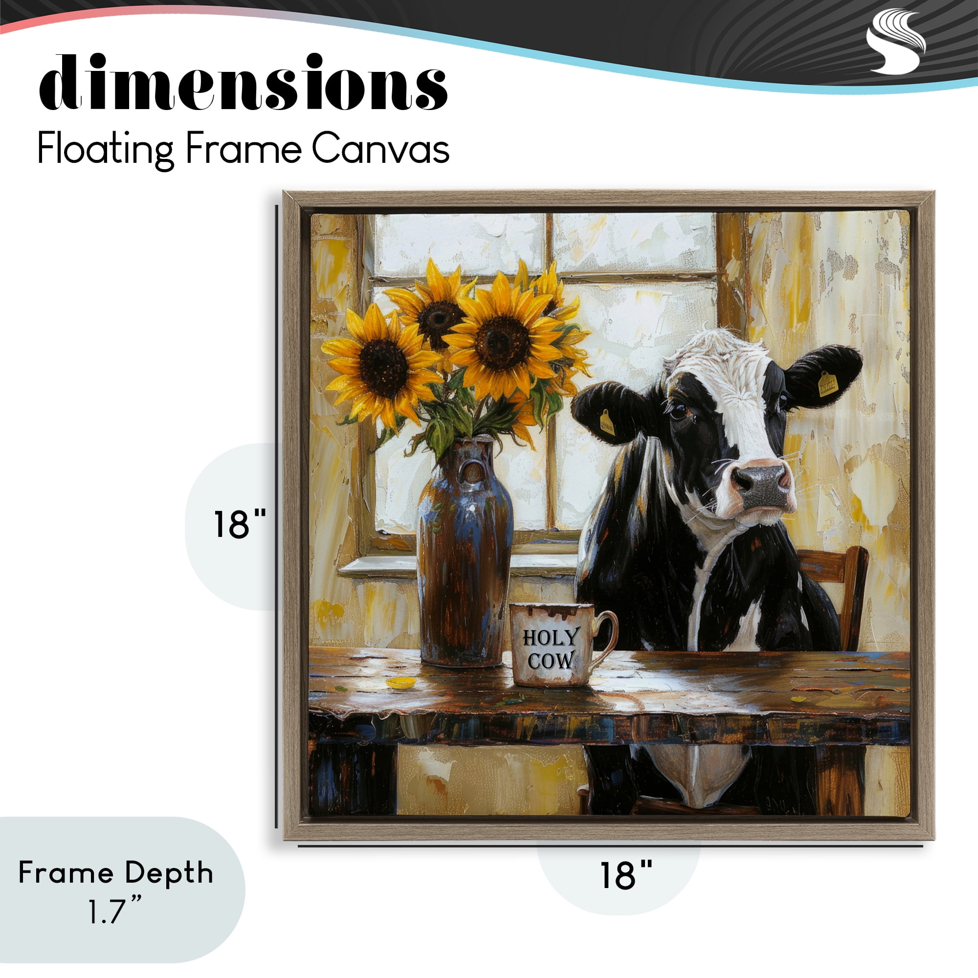 Stupell Industries Holy Cow Rustic Farm Table Brown Framed Floater Canvas Wall Art, design by Tina LeCour
