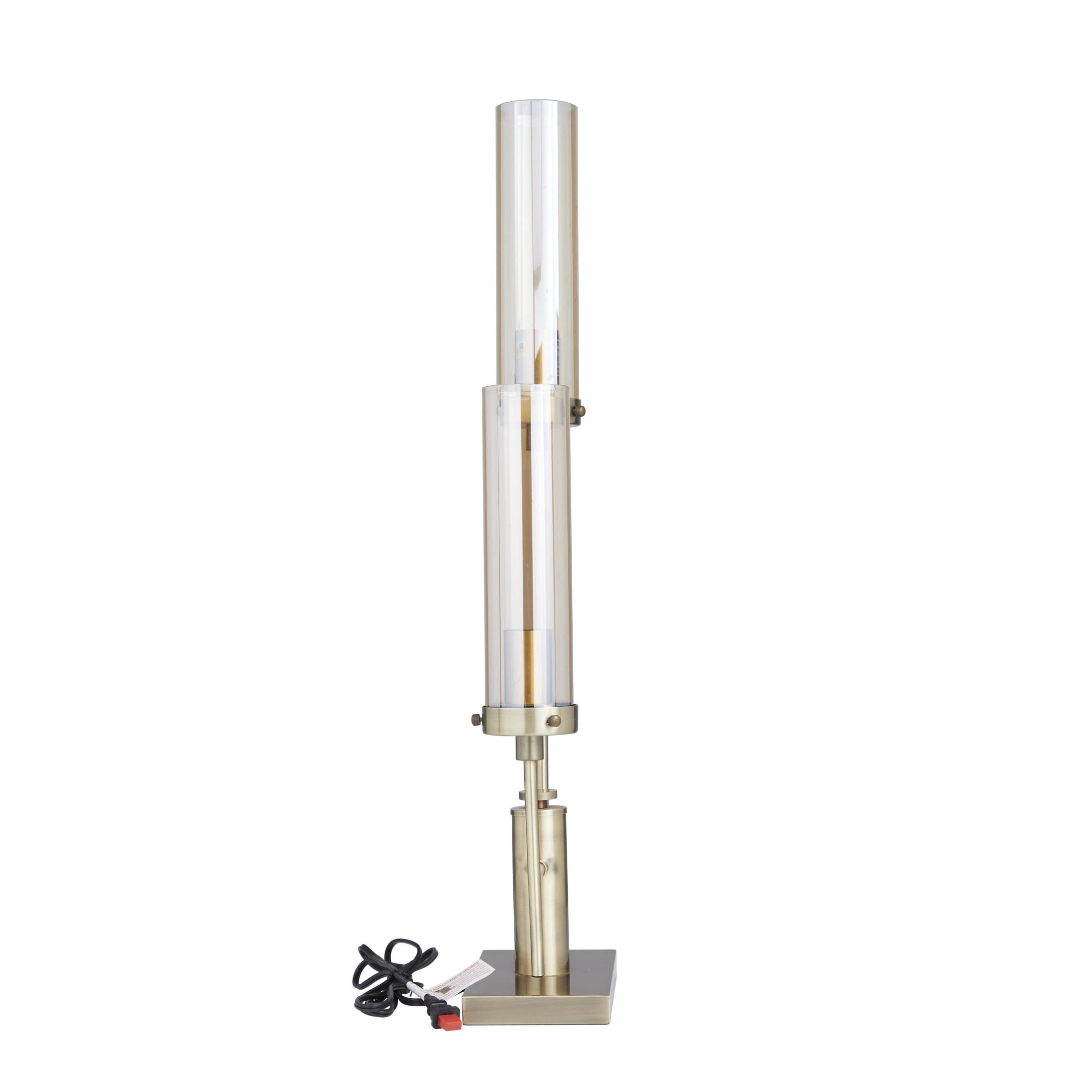 DecMode 33" 2 Light Tall Gold Accent Lamp with Clear Glass Shade