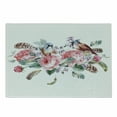 thumbnail image 1 of Flowers Cutting Board, Watercolor Style Effect Vintage Design with Roses Birds and Feathers, Decorative Tempered Glass Cutting and Serving Board, Small Size, Coral and Reseda Green, by Ambesonne, 1 of 1