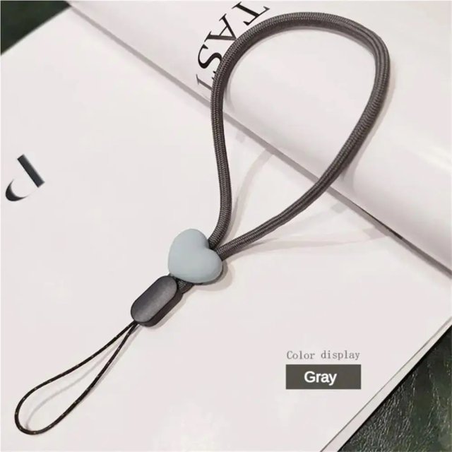 2PCS Solid Color Short Love Heart Hanging Rope Adjustable Mobile Phone Phone Strap Colorful Wrist Strap Elastic Mobile Phone Lanyard
