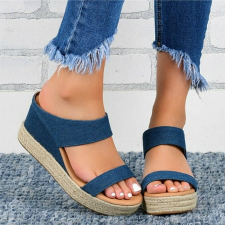 

Patlollav Womens Clearance Woman Sandals Summer Slipper Open Toe Comfy Breathable Beach Casual Wedges Shoes