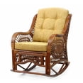 thumbnail image 3 of Malibu Handmade Natural Rattan Living Room Set of 2 Rocking Lounge Chairs with Light Brown Cushions and Round Coffee Table with glass Colonial (Light Brown Color), 3 of 9