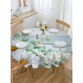 thumbnail image 5 of Daisy Eucalyptus Leaves Round Tablecloth 60 inches Blue Wood Grain Spring Countryside Waterproof Oil-Proof Table Cloth Round Table Cover for Holiday Party Picnic Dinner Decor Indoor and Outdoor Use, 5 of 9
