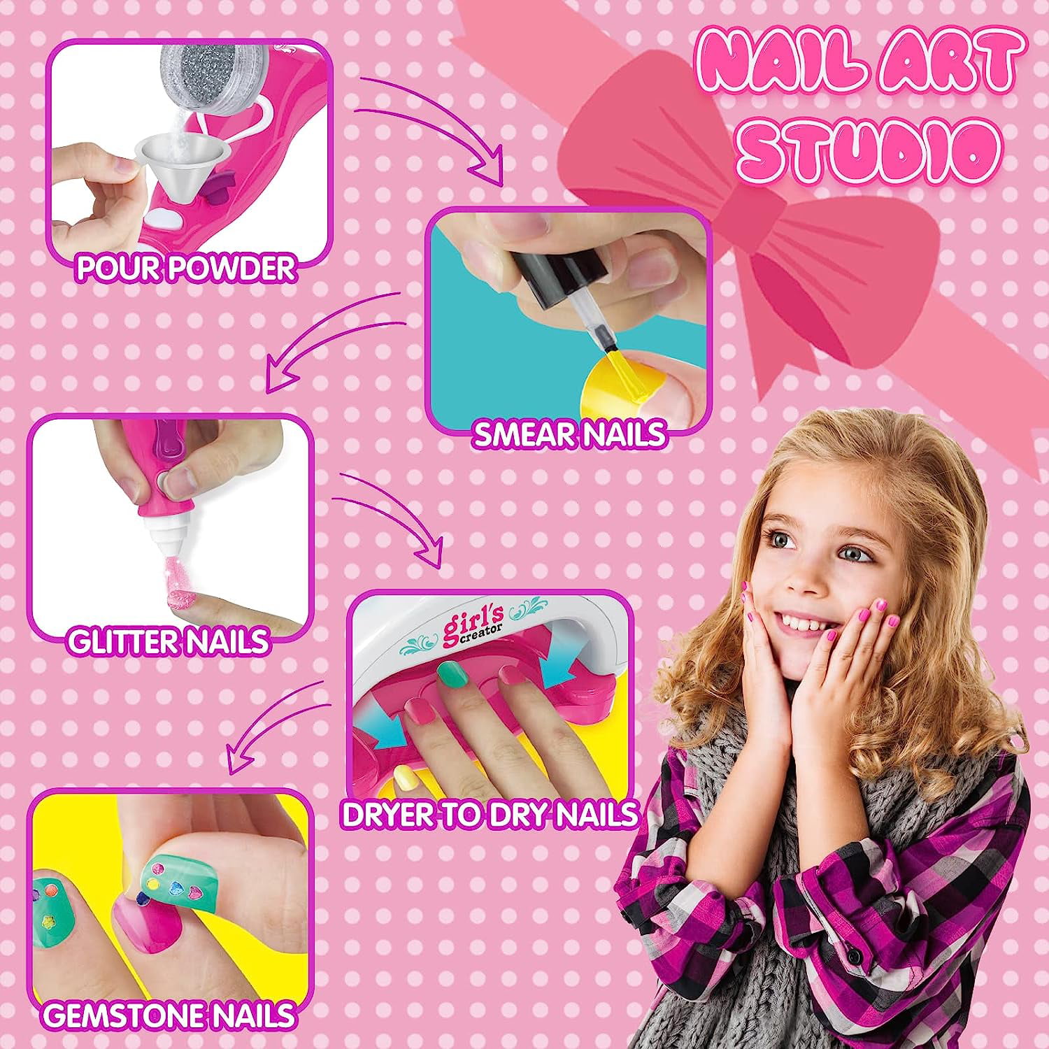 Nail Gifts for Girls Age 8 9 10, Kids Nail Polish Toys for 6 7 8 9 10 11 12  Teenage Girls Birthday Presents Girl Nail Varnish Kits for Kids Gifts Age  6-12 Nail Salon Games Girls Manicure Sets 