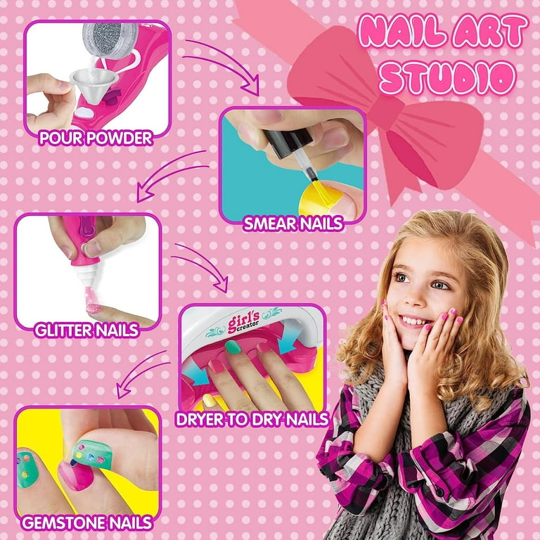 Crafts Gifts for 7 8 9 Year Old Girls, Kids Nail Varnish Arts Sets for Teenage Girls Age 6 7 8 9 10 Nail Polish Kits for 8 9 10 11 12 Year Old Kids