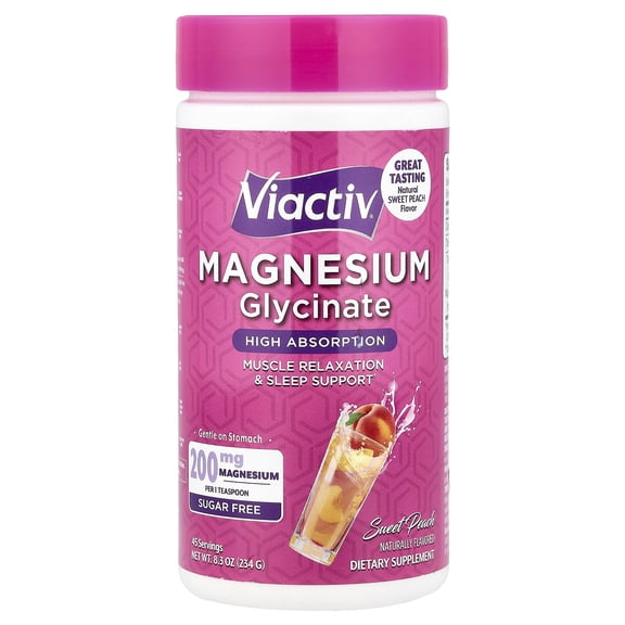 Viactiv Magnesium Glycinate, Sugar Free, Sweet Peach, 8.3 OZ