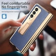 thumbnail image 3 of SaniMore Case for Samusng Galaxy Z Fold 3 6.7" 2021, Leather Skin Platng Frame Hinge Protection Screen Ptotector Hidden Kickstand Pen Slot All-inclusive Heavy Duty Protective Case for Z Fold 3, Blue, 3 of 7