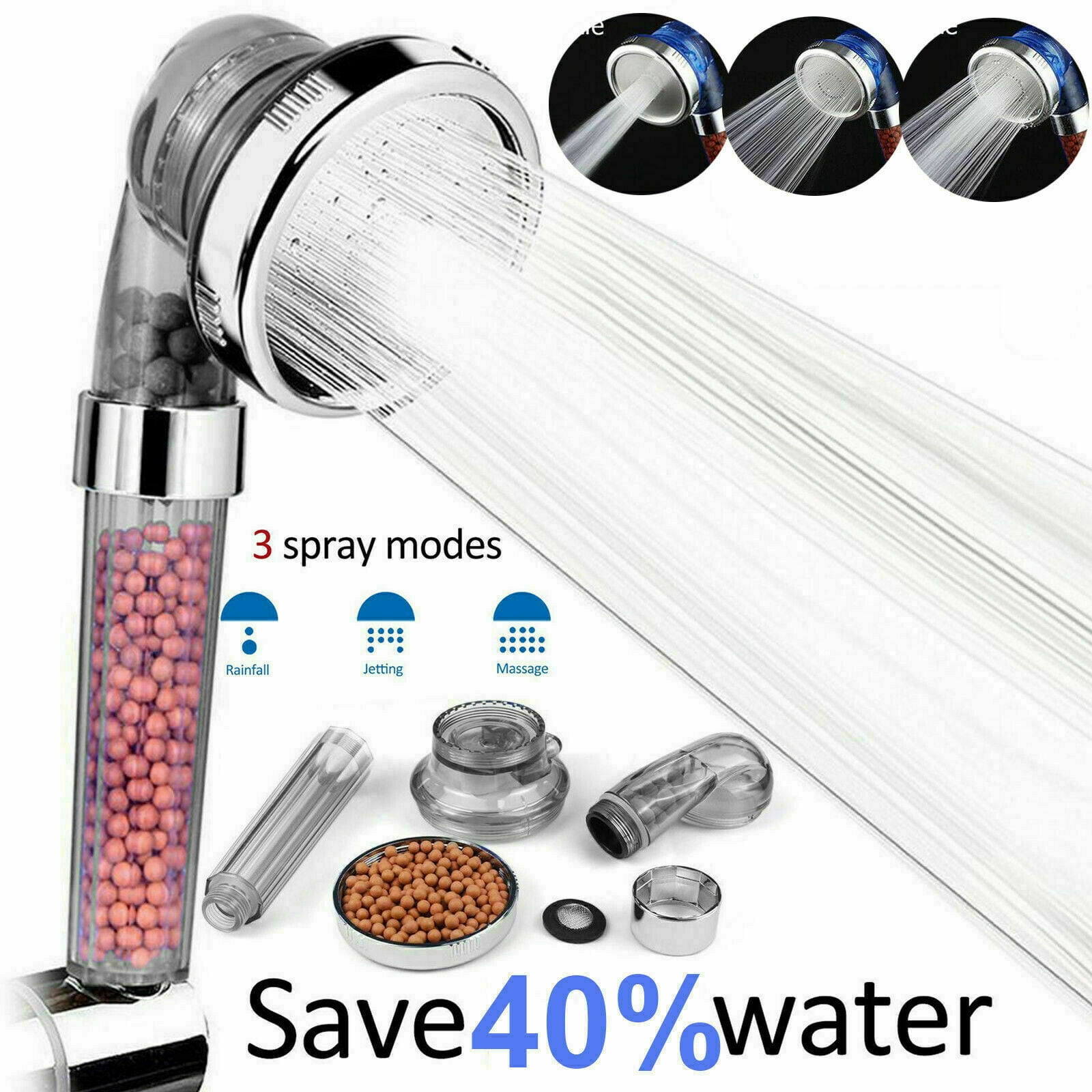 Bathroom Smart Booster Shower Head Rainfall Massage Energy Savings