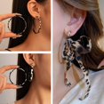 thumbnail image 2 of Leopard Print Large Hoop Earrings Metal PPU Luxury Fashion Pair, 2 of 7