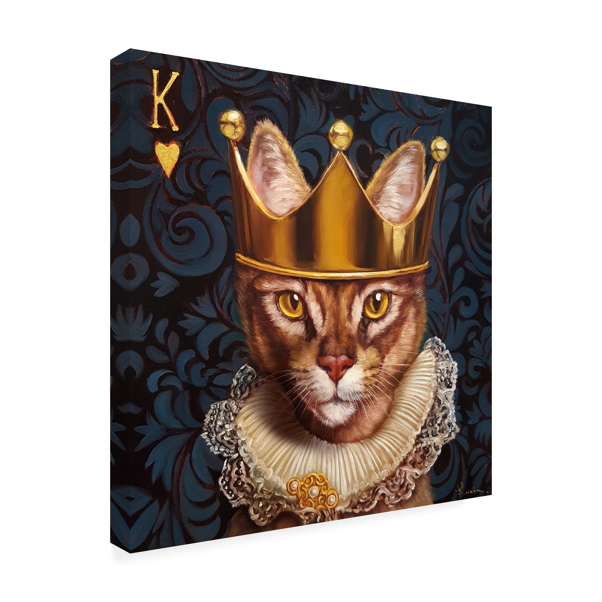 Trademark Fine Art 'King of Hearts Cat' Canvas Art by Lucia Hefferna