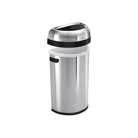 simplehuman Semi-Round Open Top Can - 16 Gallon Brushed