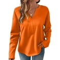 thumbnail image 2 of LEBONYARD Women's Fashion Chic V-Neck Design Solid Colored Pullover Soft Sweatshirts Casual Comfortable Long Sleeve Loose Fit Ladies Daily Tops, 2 of 8