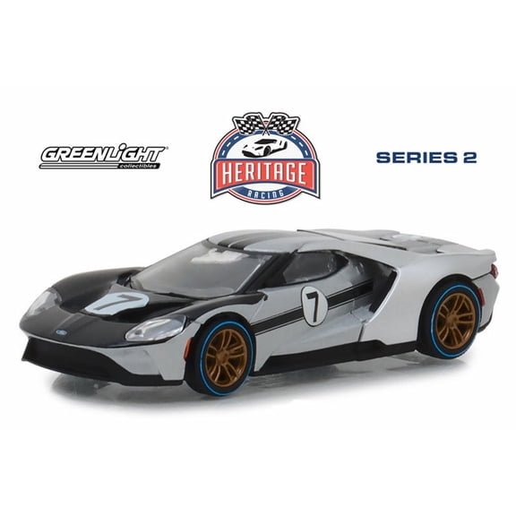 2017 Ford GT, Silver with Black - Greenlight 13220B/48 - 1/64 scale Diecast Model Toy Car