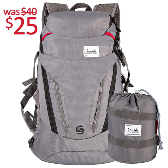 Egoelife Backpack Foldable Sports Daypack Outdoor Travel Camping Hiking Trekking Backpack (Gray-28L)