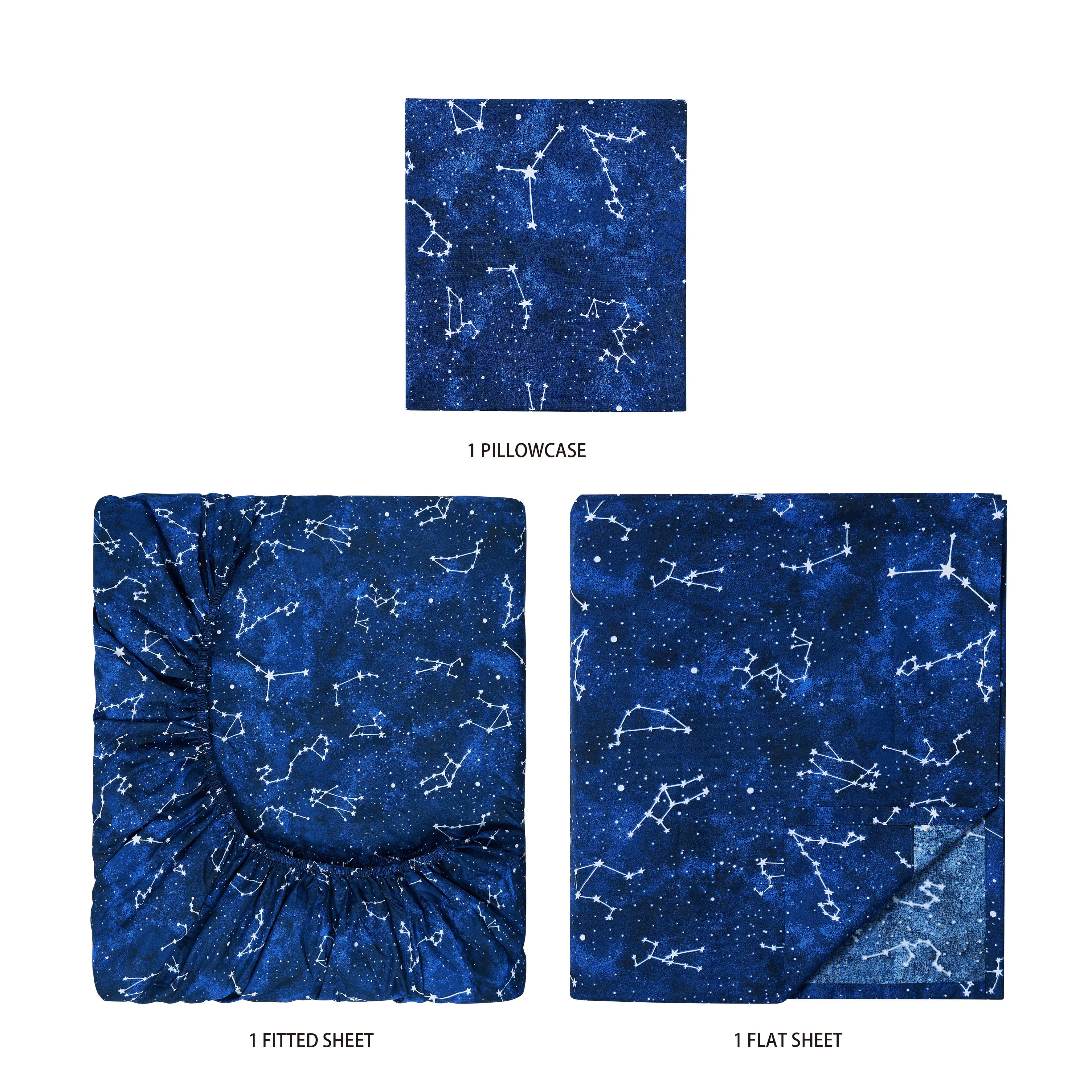 Your Zone Kids Microfiber Sheet Set, Blue Stars, Twin, 3 Piece