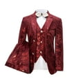 thumbnail image 4 of Boys Suits Slim Fit 5 Piece Outfit Formal Dresswear Suit for Kids Wine Tuxedo Wedding, 4 of 5