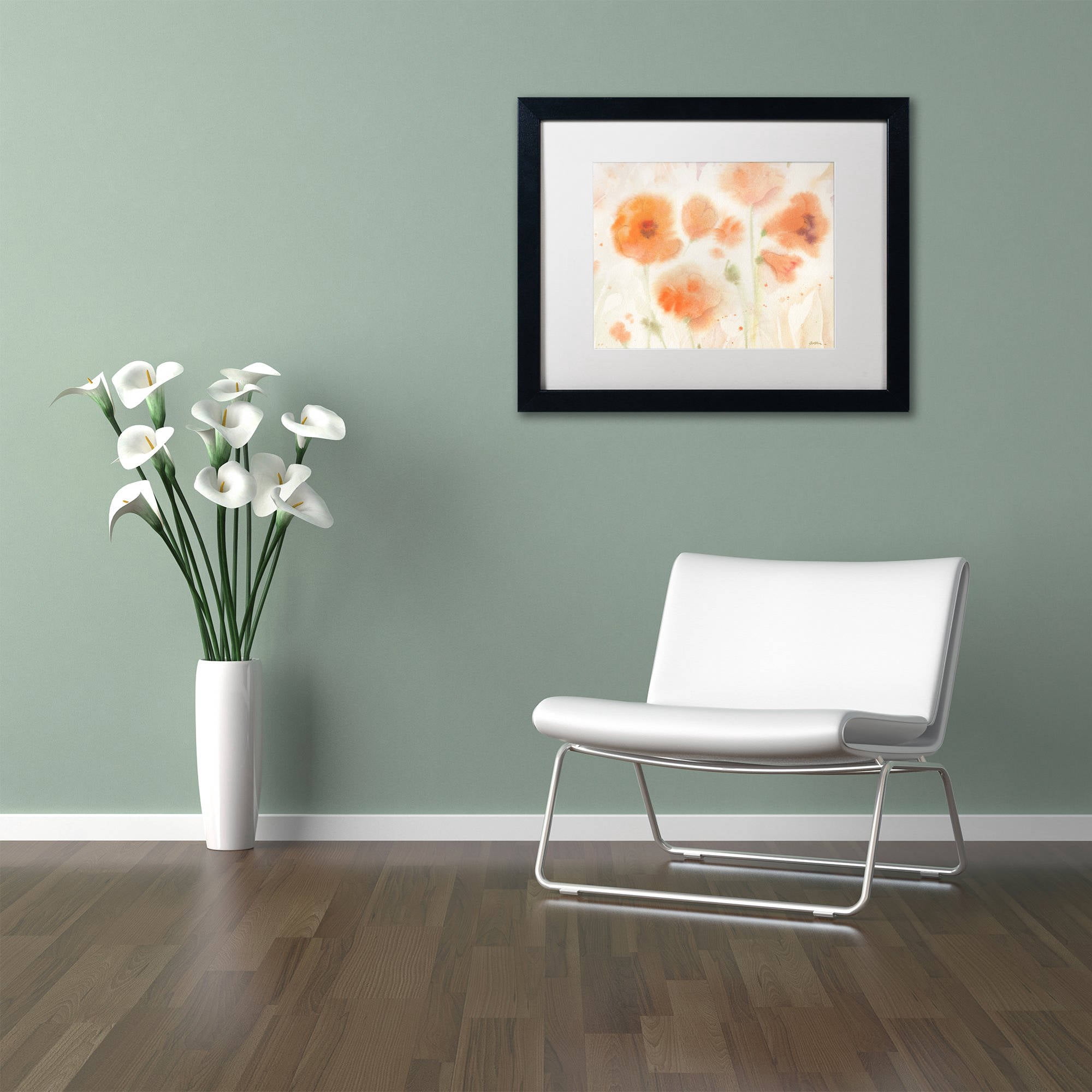 Trademark Fine Art "Orange Tones" Canvas Art by Sheila Golden, White Matte, Black Frame