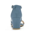 thumbnail image 3 of BLISSFUL STEP Outfit Women's Open Toe Cross Strap Mid Block Heel Sandals Haze Blue 7, 3 of 8