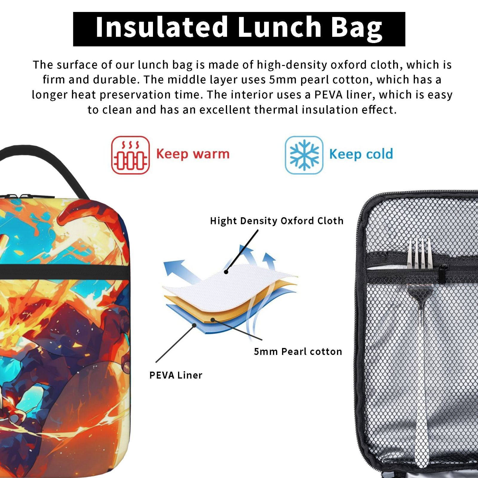 Lunch Bag Tote Bag Portable Insulated Lunch Box For Beach Camping Travel Work School Office