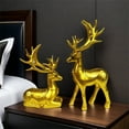 thumbnail image 6 of nvzhuang Christmas Reindeer Gold Figurines 2 Pcs Resin Deer Statues Table Decorations for Home, Office, 6 of 8