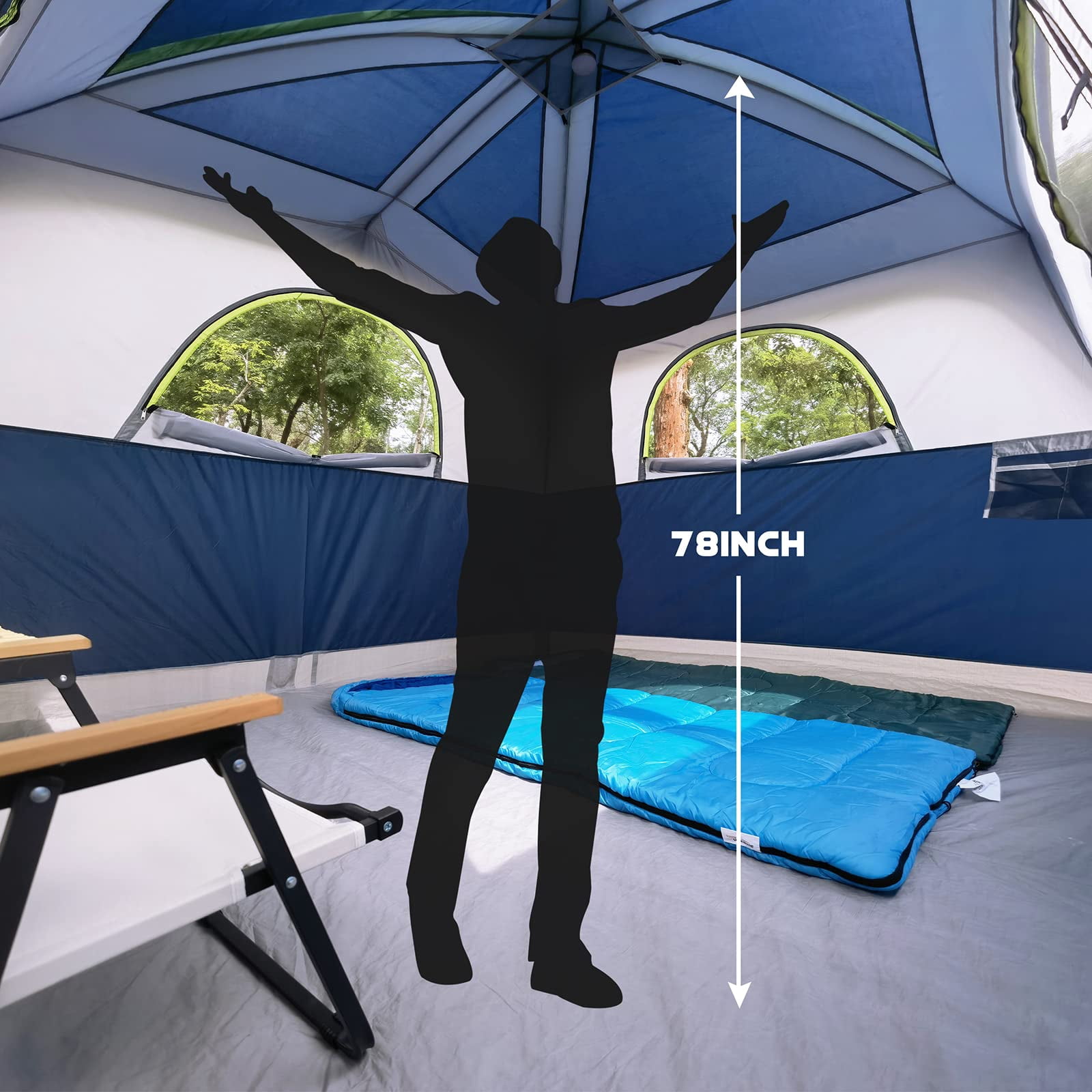 Tents 6 Person Waterproof Windproof Easy Setup Double Layer Family Camping Tent With 1 Mesh Door & 5 Large Windows -10'x9'x78in(h)