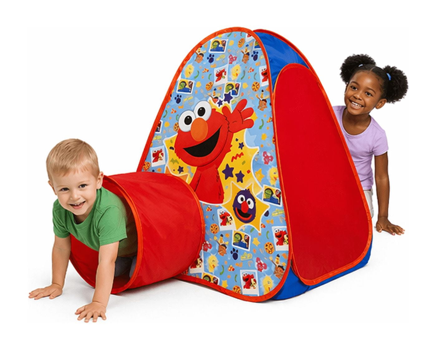 Sesame Street Elmo Clubhouse Kids Play Tent with Crawl Tunnel, 5-in-1 Pop-Up Indoor Outdoor Playhouse