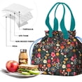 thumbnail image 4 of Pioneer Flower Floral Print Pattern Drawstring Lunch Bag Women - Drawstring Lunch Bag Insulated for Work Office - Stain-Resistant Large Lunchbags for Women with Multi-Pockets, 4 of 6