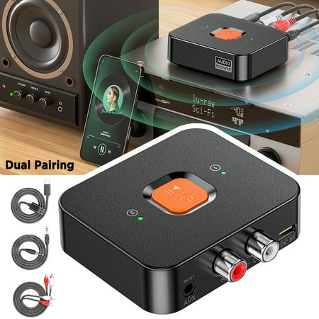 VTIN Bluetooth 6.0 Receiver for Home Stereo, AUX Adapter for HiFi Music Streaming Wired Speakers with AUX 3.5mm/RCA Long Range, Low Latency and HD Audio ‌Dual-Connection‌