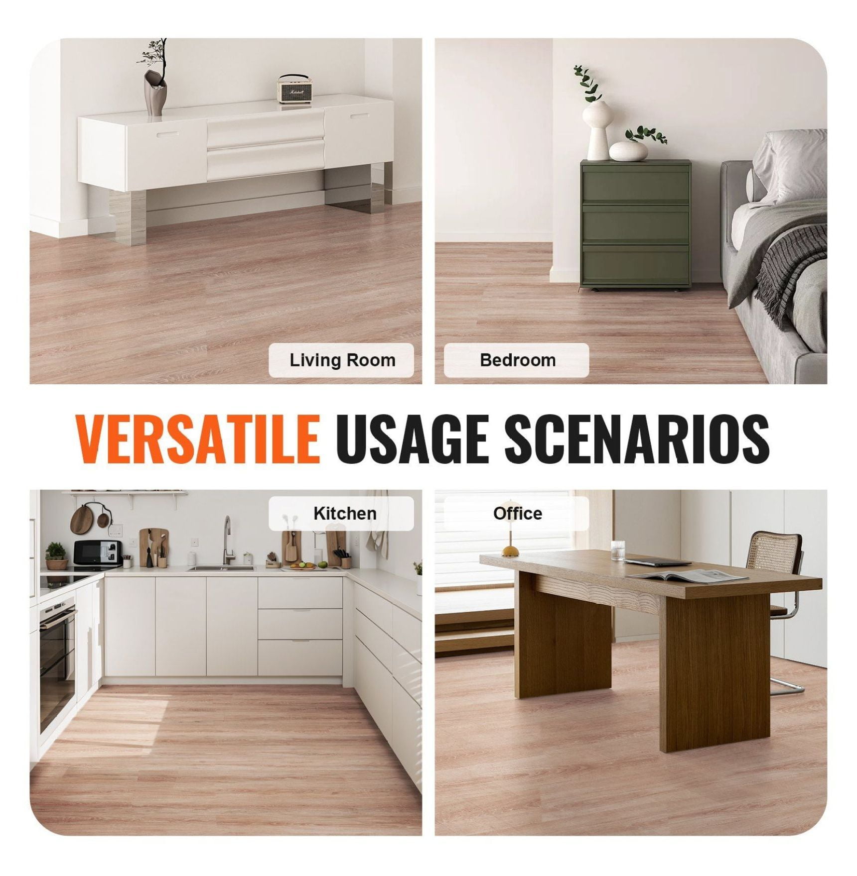Peel and Stick Floor Tiles 36x6 inch, 36 Pack Wood Grain Vinyl Flooring, 2.5mm Thick Self Adhesive Tiles for Kitchen, Bathroom, Bedroom, DIY Home Decor