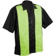 thumbnail image 2 of Men's Short Sleeve Retro Bowling Camp Shirt By Mato & Hash - Black/Lime CA5000 L, 2 of 3