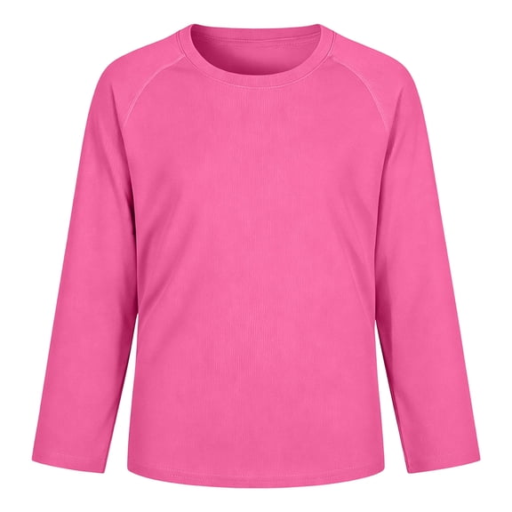 VOUZZA Kids Mesh Long Sleeve Shirts Boys Girls Breathable Solid Color Crewneck Athletic T-Shirts Active Tops