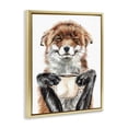 thumbnail image 3 of Stupell Industries Happy Fox with Coffee Animals Painting Gold Floater Framed Canvas Art Print Wall Art, 25 x 31, 3 of 9