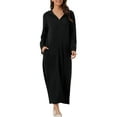 thumbnail image 1 of INSPIRE CHIC Bata de Noche con Cremallera para Mujeres, Bata Larga de Casa, Sudadera con Capucha de Manga Larga, Ropa de Casa con Bolsillos, S Negro, 1 of 6