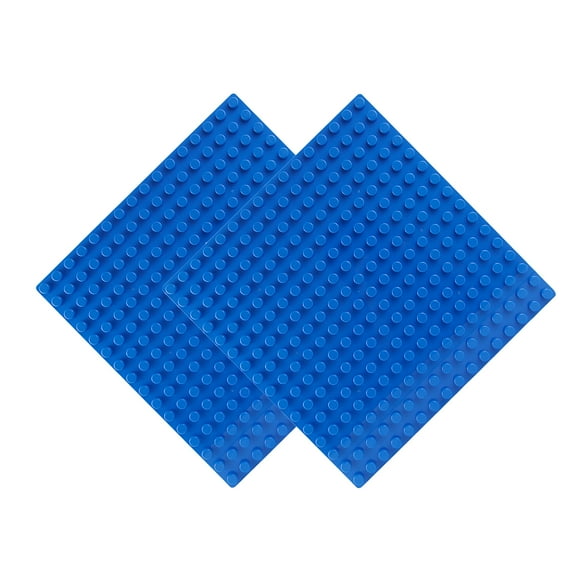 EKIND Classic Large Blocks Building Base Block Plate 10" x 10" - Compatible with Large Pegs for Toddlers, Building Block All Major Brands (2 PCS, Blue)