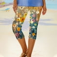 thumbnail image 6 of Leggings under $5! Cagogo Women's Yoga Capris Floral Print Casual Summer Soft Stretchy Plus Size Lounge Capri Leggings Workout Athletic Running Elastic Waist Knee Length Cropped Pants, 6 of 6