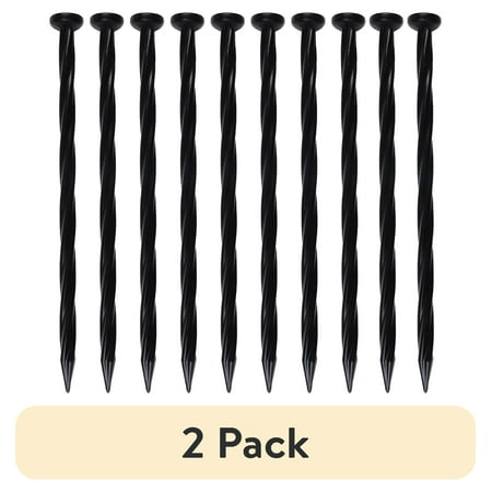 (2 pack) Expert Gardener No-Dig Nylon Anchor Spike 10-Ct. Pack, Plastic Garden Stake, Black