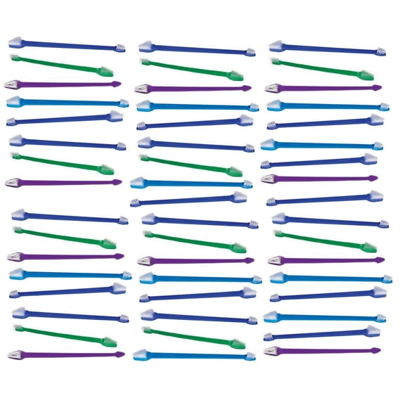 Bulk Dual End Dog & Cat Toothbrushes Pet Oral Health Select Color & Quantity (Assorted Color - 50 Pack)