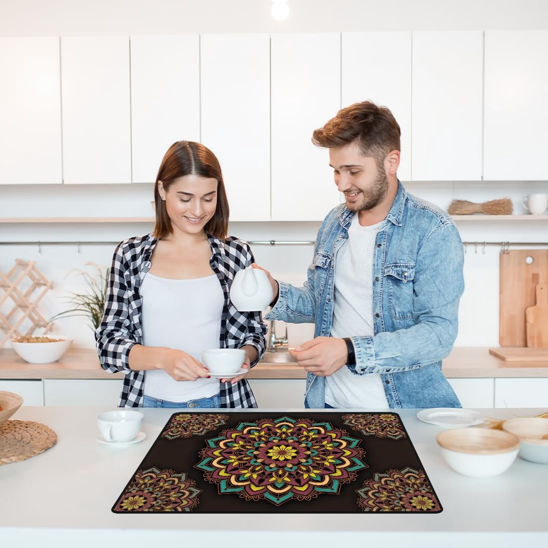 Stove Cover Electric Stove Cover Rubber Glass Stove Top Protector Stove Cover Protector Counter Mat for Electric Stove and Ceramic Granite Tabletop (28.3x20.5 Inch Mandala)