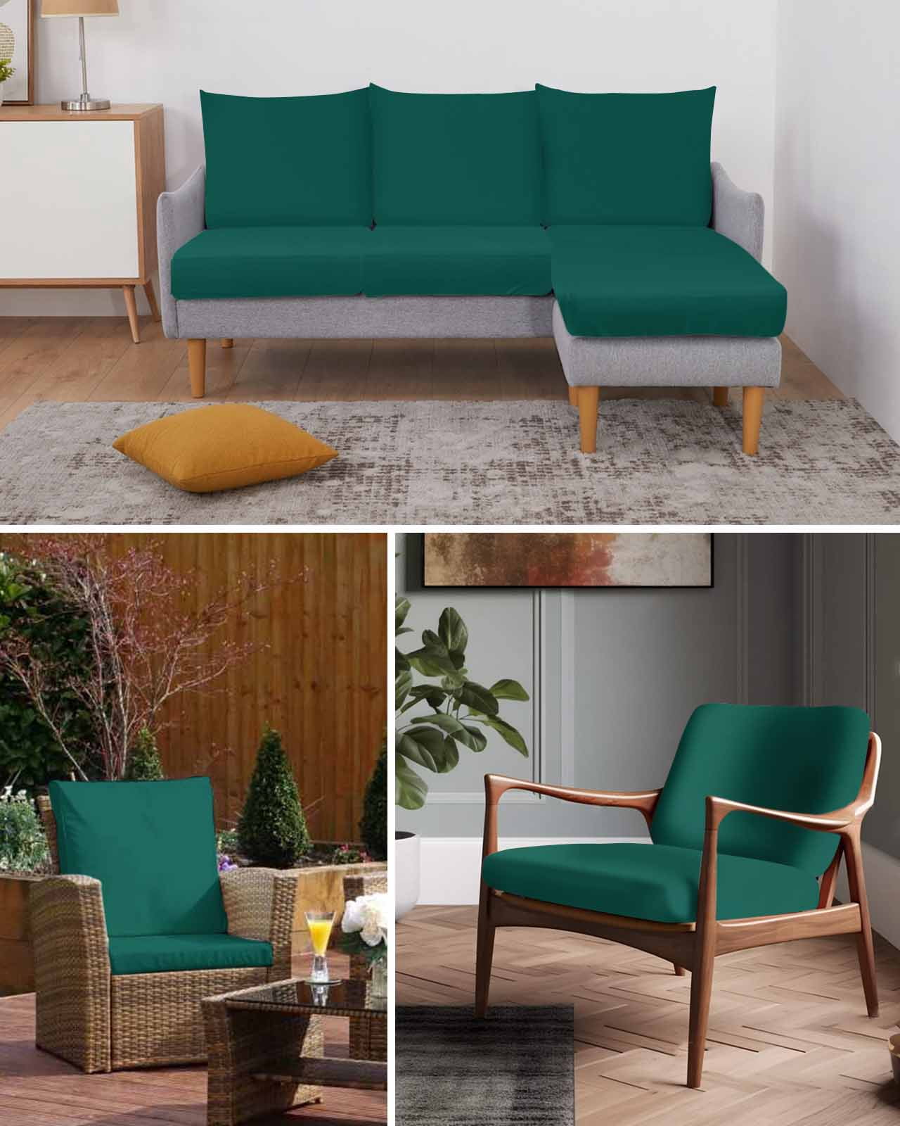 Dark Green Couch Cushion Covers Stretch, Washable Sofa Seat Covers Individual Seat Cushion Sofa Slipcovers Modern Pure Dark Green Couch Cover Furniture Protector S-1PCS