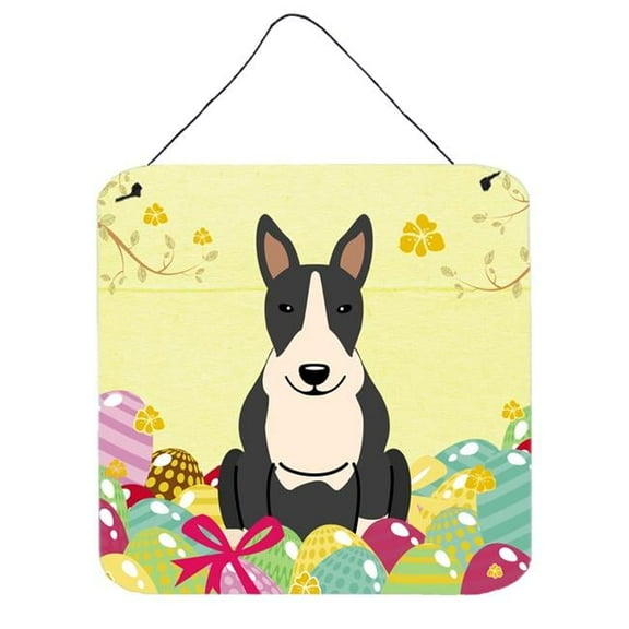 Easter Eggs Bull Terrier Black White Wall or Door Hanging Prints