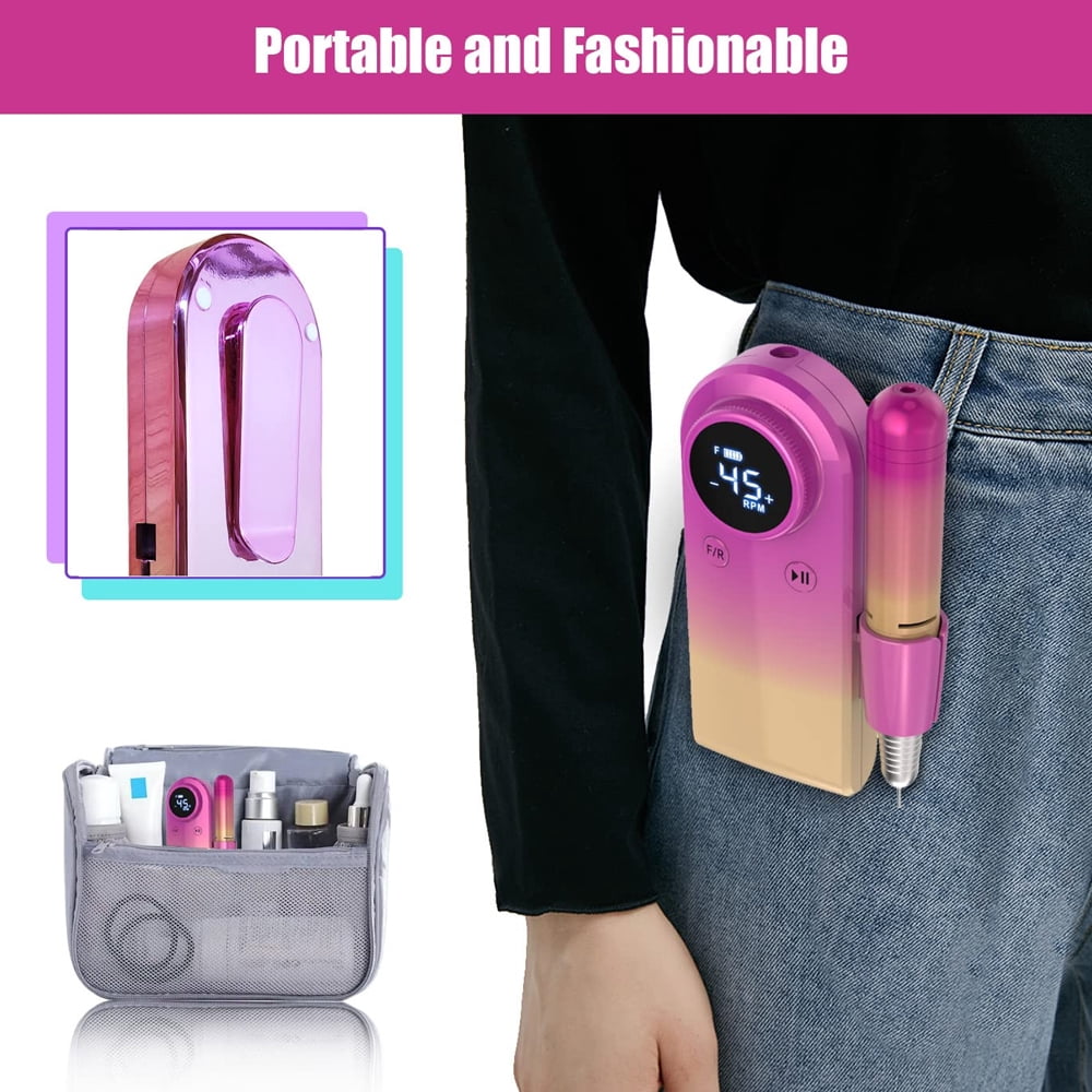 Rechargeable Nail Drill Electric Nail File, 45000RMP Professional Nail Drill Kit For Acrylic Nail Gel, Manicure Pedicure Polishing ,Low Noise