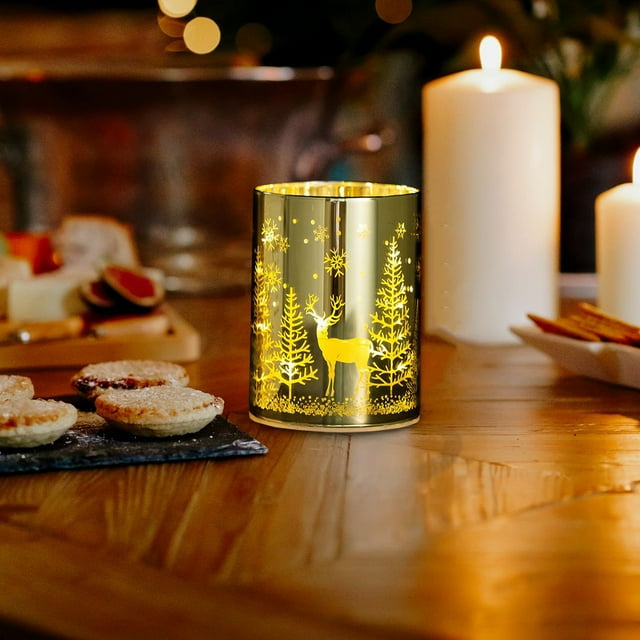 Xihbxyly Vela Perfumada Led, Decoración Navideña, Diseño Seguro Sin Llama, Luz Cálida, Aromaterapia, Decoración para Fiestas, Tamaño 10 X 7,5 X 7,5 Cm