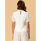 thumbnail image 3 of INSPIRE CHIC Blusa De Chifón Con Lunares Suizos Para Mujer, Manga Corta Abullonada, Tops Blanco L, 3 of 5